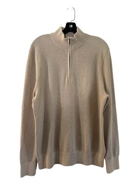 Brooks Brothers Zip-Neck Sweater Supima Cotton Half-Zip Beige Size Large